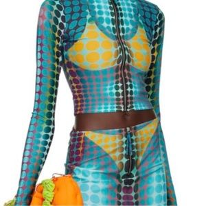 Jean Paul Gaultier high neck zipper crop top S